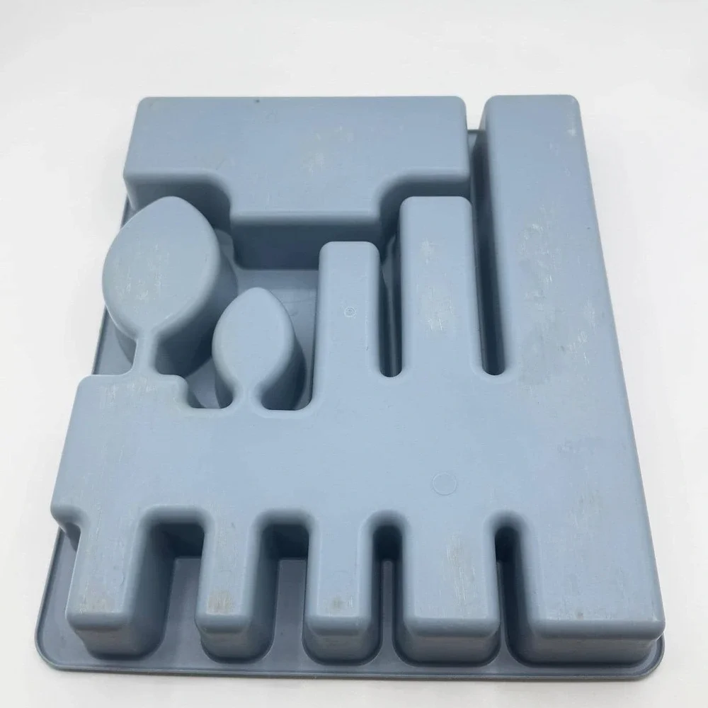 Vintage 1991 Rubbermaid Blue Silverware Flatware Utensil Holder Country Cutlery